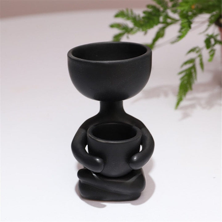 Aayat Mart 0 China / style1-black Creative Humanoid Ceramic Flower Pot Vase Plant Pot Ceramic Crafts Fleshy Flower Vase Home Decoration