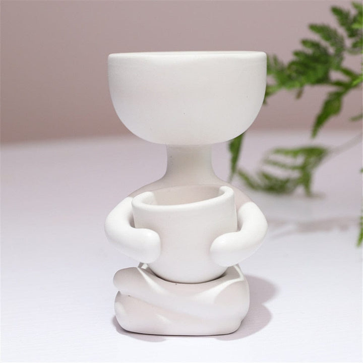 Aayat Mart 0 China / style1-white Creative Humanoid Ceramic Flower Pot Vase Plant Pot Ceramic Crafts Fleshy Flower Vase Home Decoration