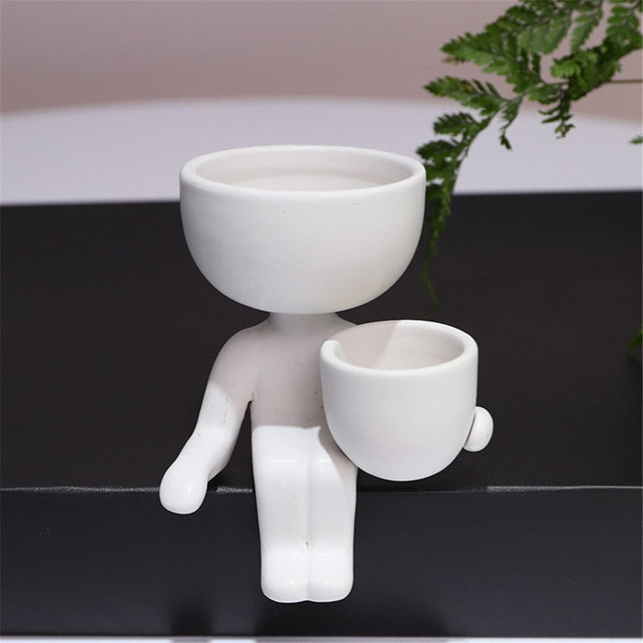 Aayat Mart 0 China / style2-white Creative Humanoid Ceramic Flower Pot Vase Plant Pot Ceramic Crafts Fleshy Flower Vase Home Decoration