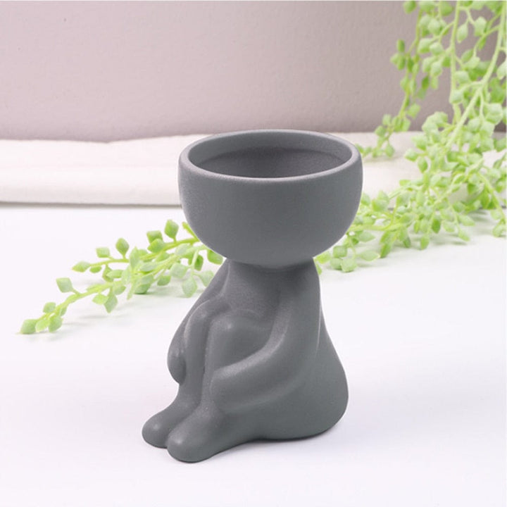 Aayat Mart 0 China / style5-gray Creative Humanoid Ceramic Flower Pot Vase Plant Pot Ceramic Crafts Fleshy Flower Vase Home Decoration