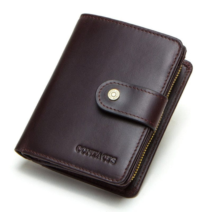 Man Purse Genuine Leather RFID Vintage Wallet Men with Coin Pocket Short  Wallets Small Zipper Walet with Card Holders