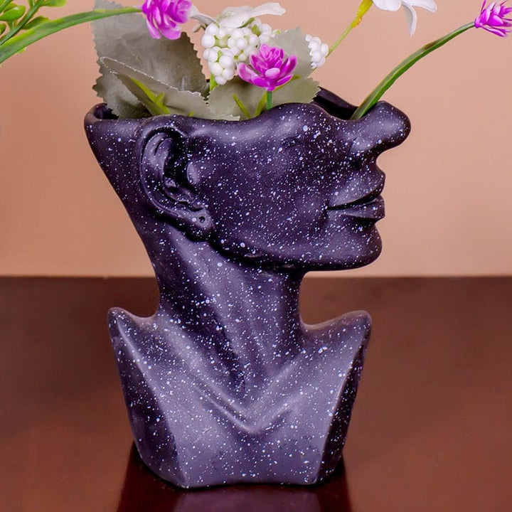Aayat Mart 0 Resin balck ERMAKOVA Nordic Ceramics Vase Human Head Abstract Half Body Flower Pot Flower Arrangement Human Face Modern Home Decoration