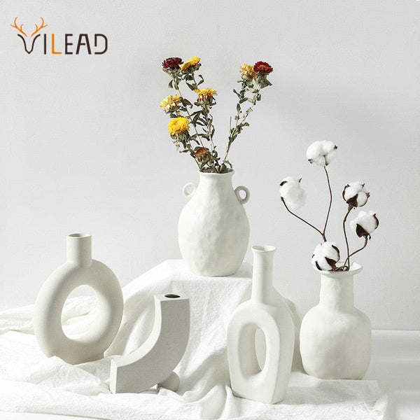 Aayat Mart 0 VILEAD Ceramic Abstract Vase Flower Nordic Home Decoration Planter For Flowers Plant Pot Figurines for Interior Desktop Decor